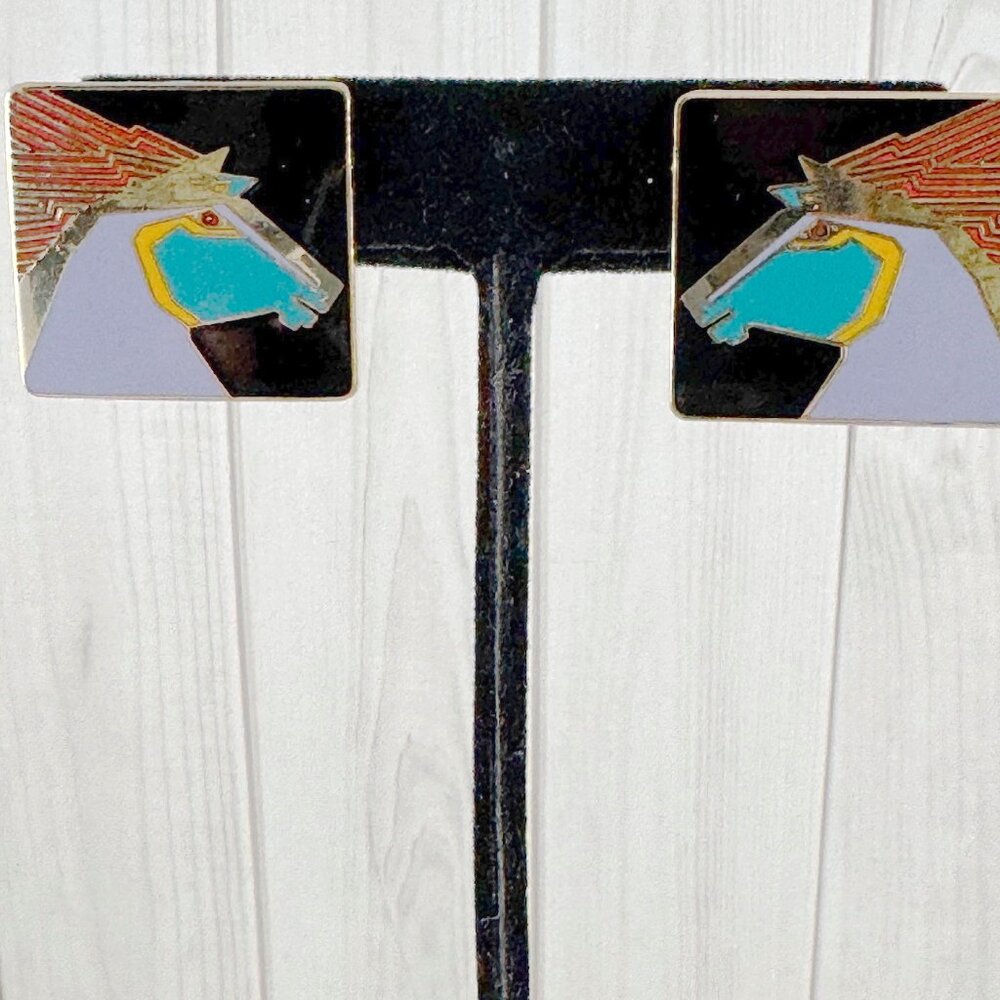Rare Vintage Laurel Burch Equus Horse Drop Earrings